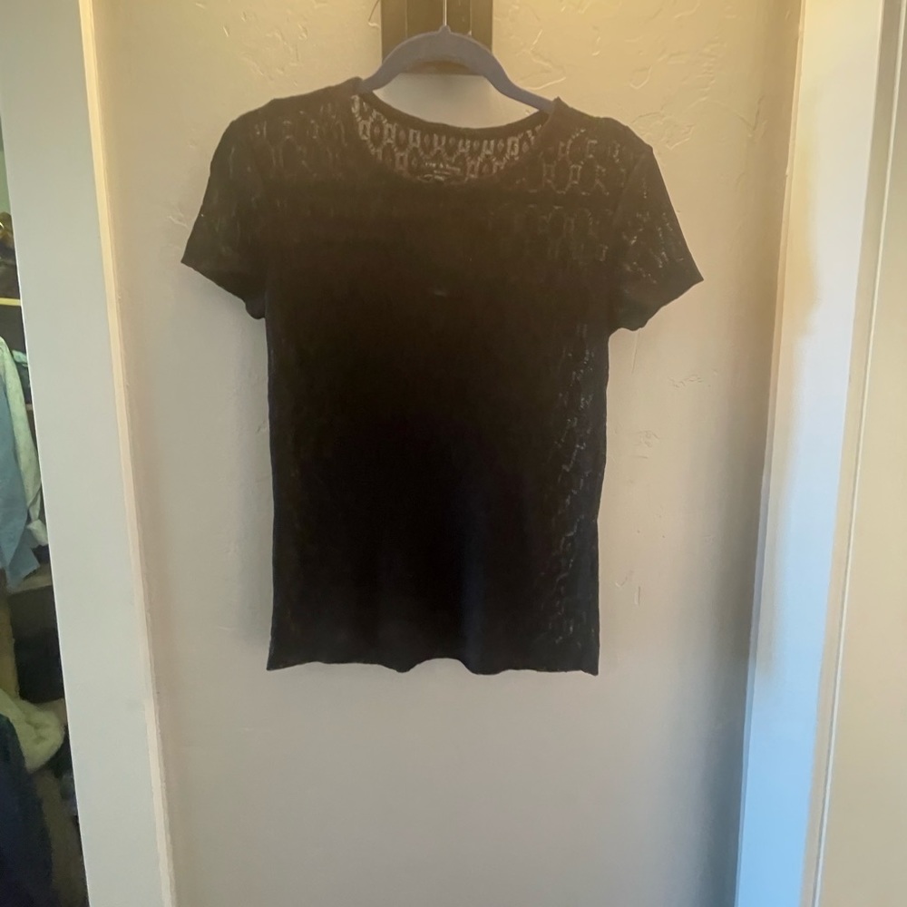 Rag & Bone black sheer lace tee, S